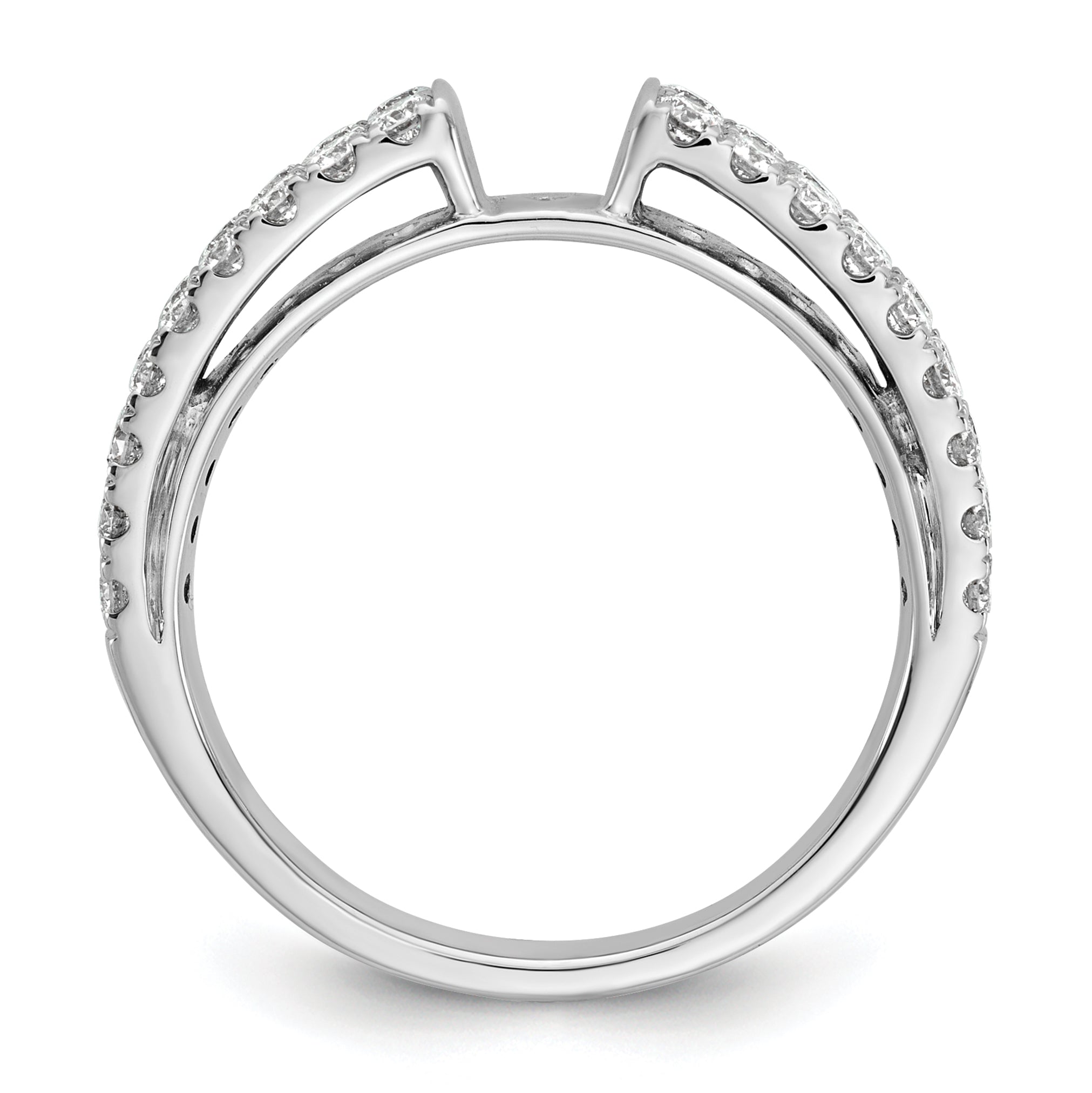 14K White Gold 2 Row Peg Set 3/4 Carat Diamond Semi Mount Engagement Ring