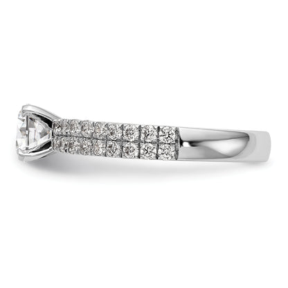 14K White Gold 2 Row Peg Set 3/4 Carat Diamond Semi Mount Engagement Ring