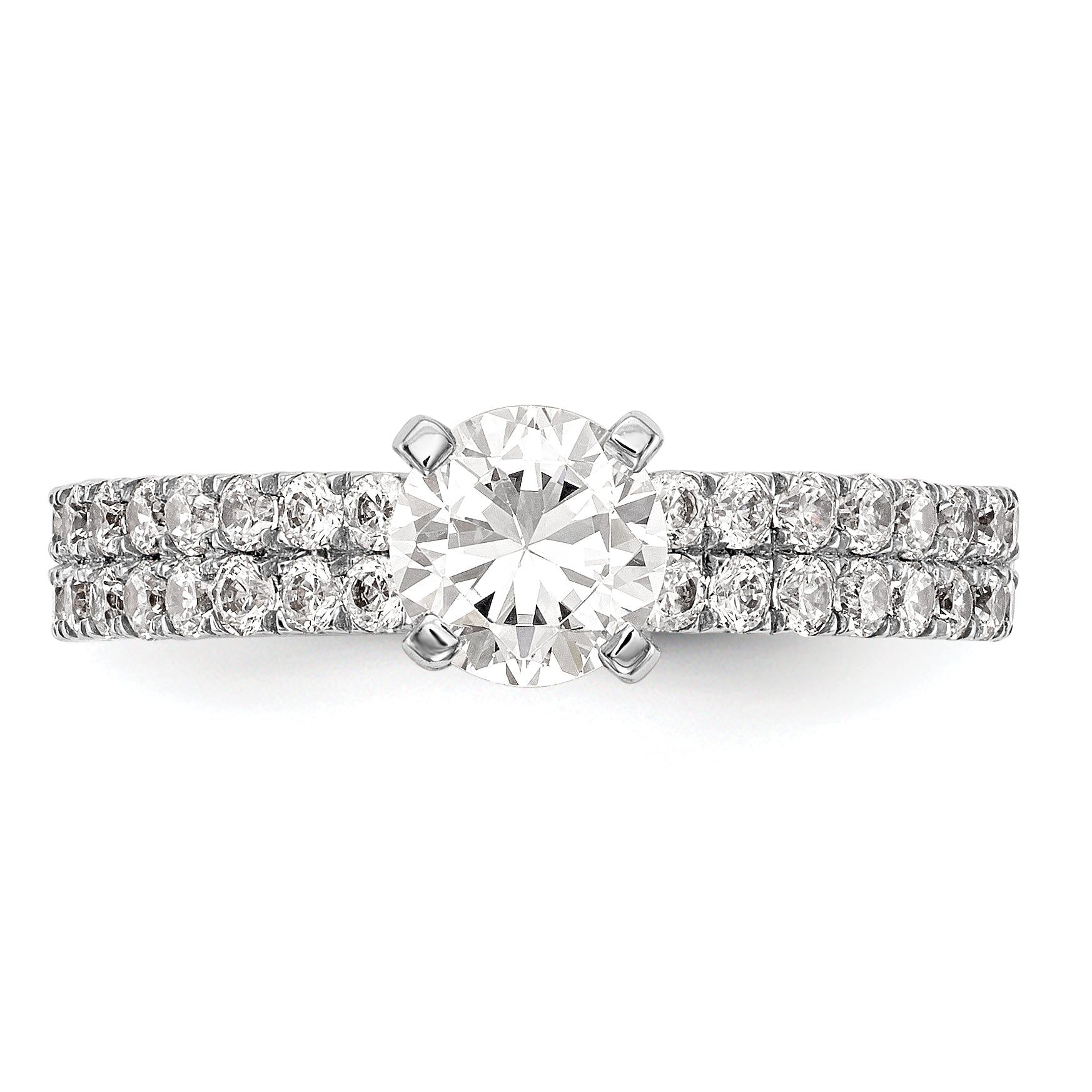 14K White Gold 2 Row Peg Set 3/4 Carat Diamond Semi Mount Engagement Ring