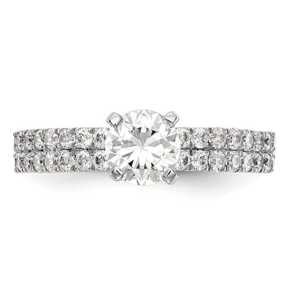 14K White Gold 2 Row Peg Set 3/4 Carat Diamond Semi Mount Engagement Ring