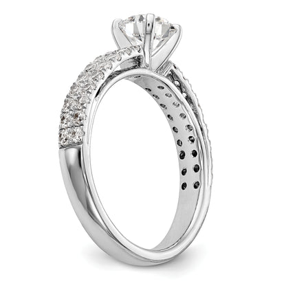 14K White Gold 2 Row Peg Set 3/4 Carat Diamond Semi Mount Engagement Ring
