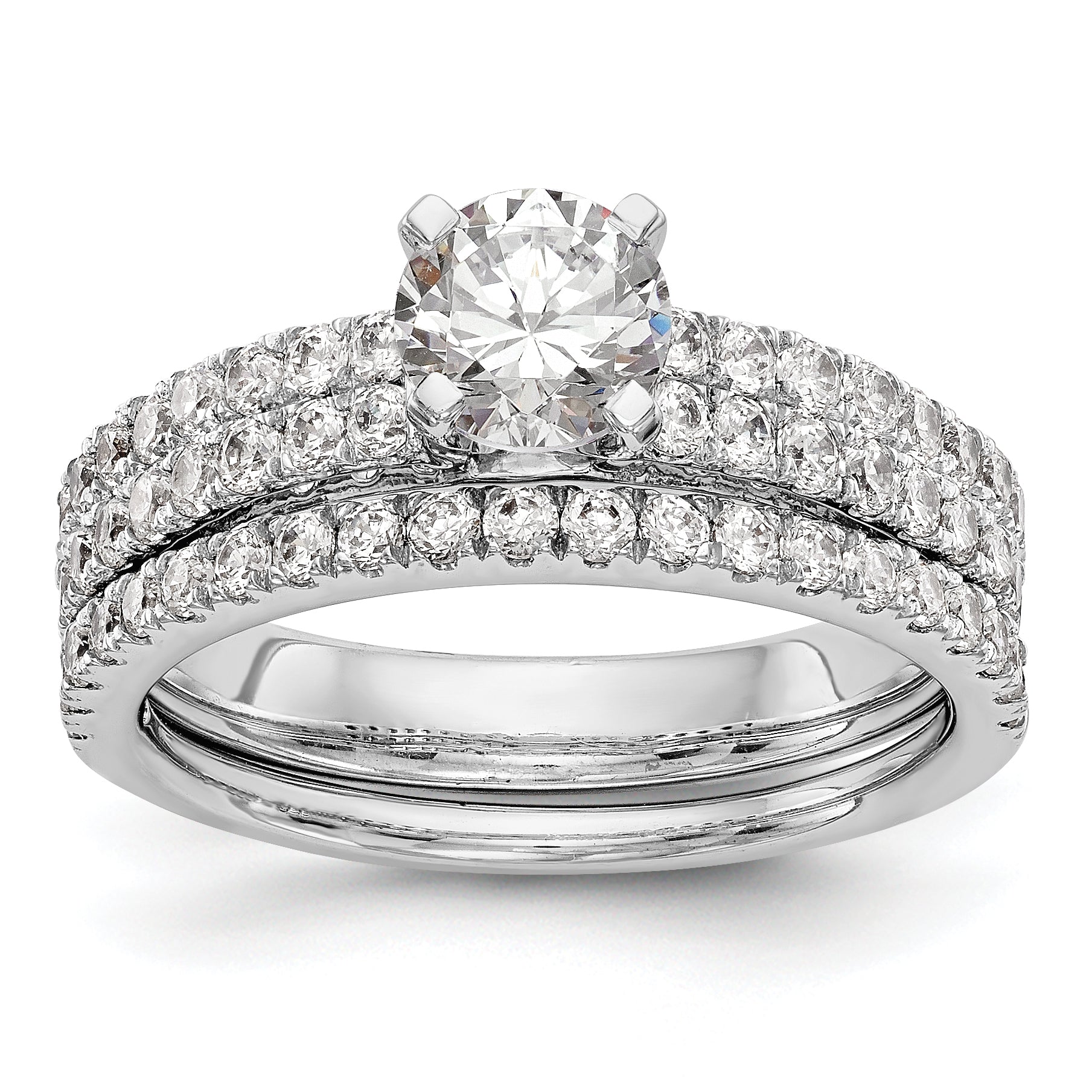 14K White Gold 2 Row Peg Set 3/4 Carat Diamond Semi Mount Engagement Ring