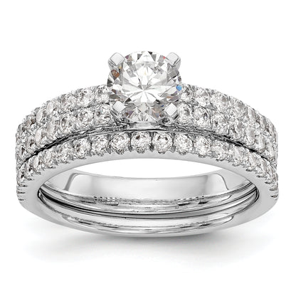 14K White Gold 2 Row Peg Set 3/4 Carat Diamond Semi Mount Engagement Ring