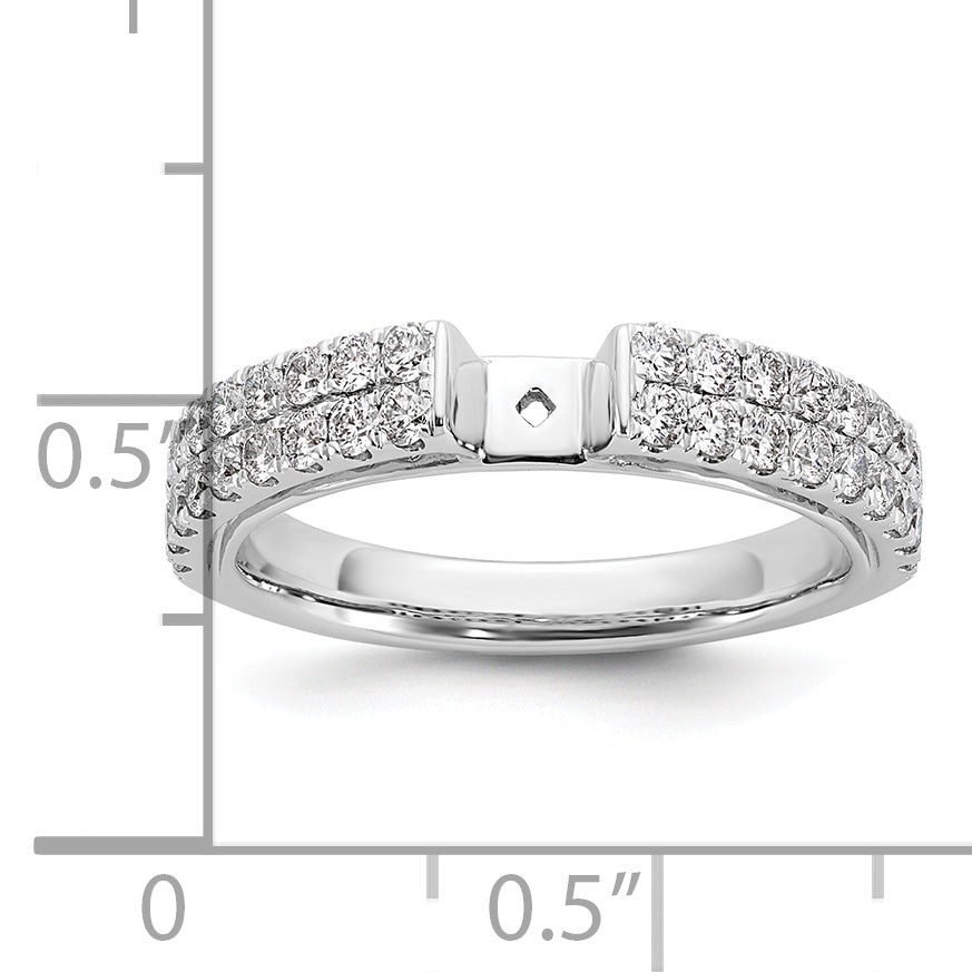 14K White Gold 2 Row Peg Set 3/4 Carat Diamond Semi Mount Engagement Ring