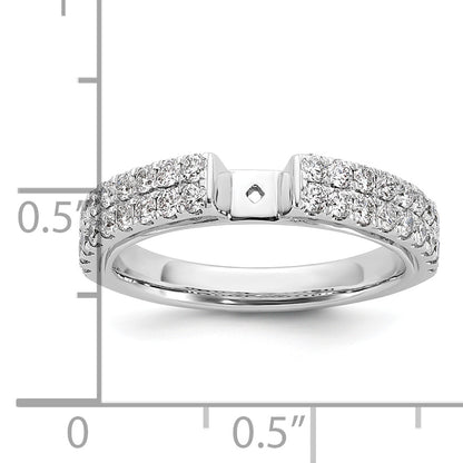 14K White Gold 2 Row Peg Set 3/4 Carat Diamond Semi Mount Engagement Ring