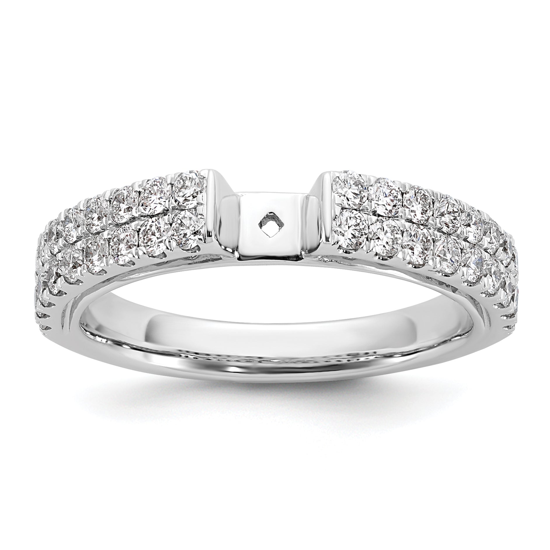 14K White Gold 2 Row Peg Set 3/4 Carat Diamond Semi Mount Engagement Ring