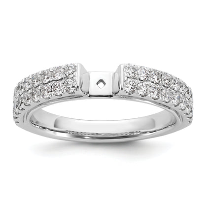 14K White Gold 2 Row Peg Set 3/4 Carat Diamond Semi Mount Engagement Ring
