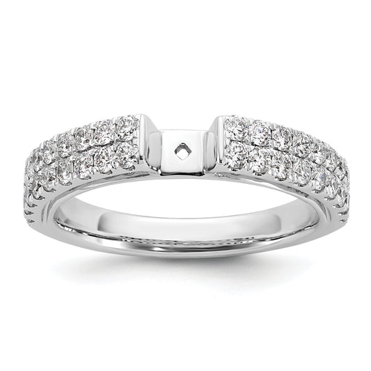14K White Gold 2 Row Peg Set 3/4 Carat Diamond Semi Mount Engagement Ring