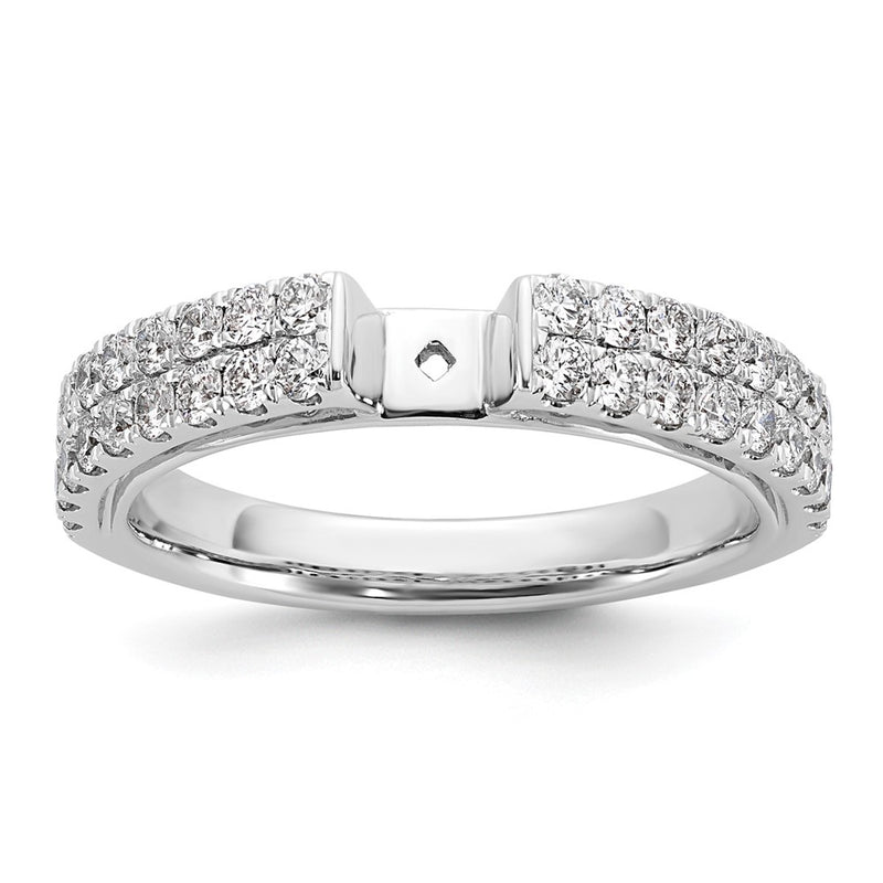 14K White Gold 2 Row Peg Set 3/4 Carat Diamond Semi Mount Engagement Ring