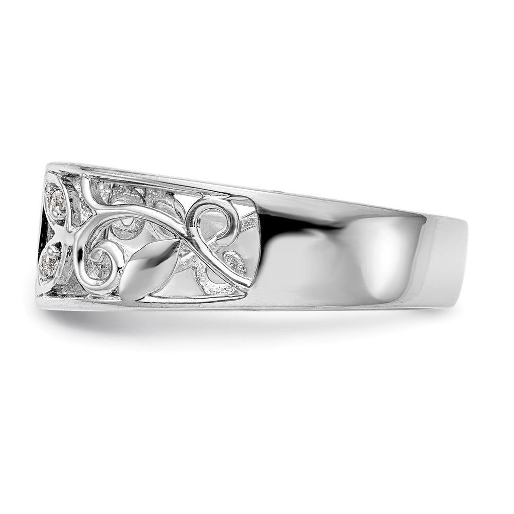 14K White Gold Leaf Design Peg Set 1/20 carat Diamond Semi-mount Engagement Ring