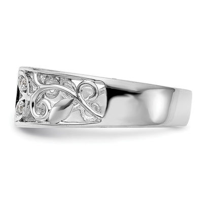 14K White Gold Leaf Design Peg Set 1/20 carat Diamond Semi-mount Engagement Ring