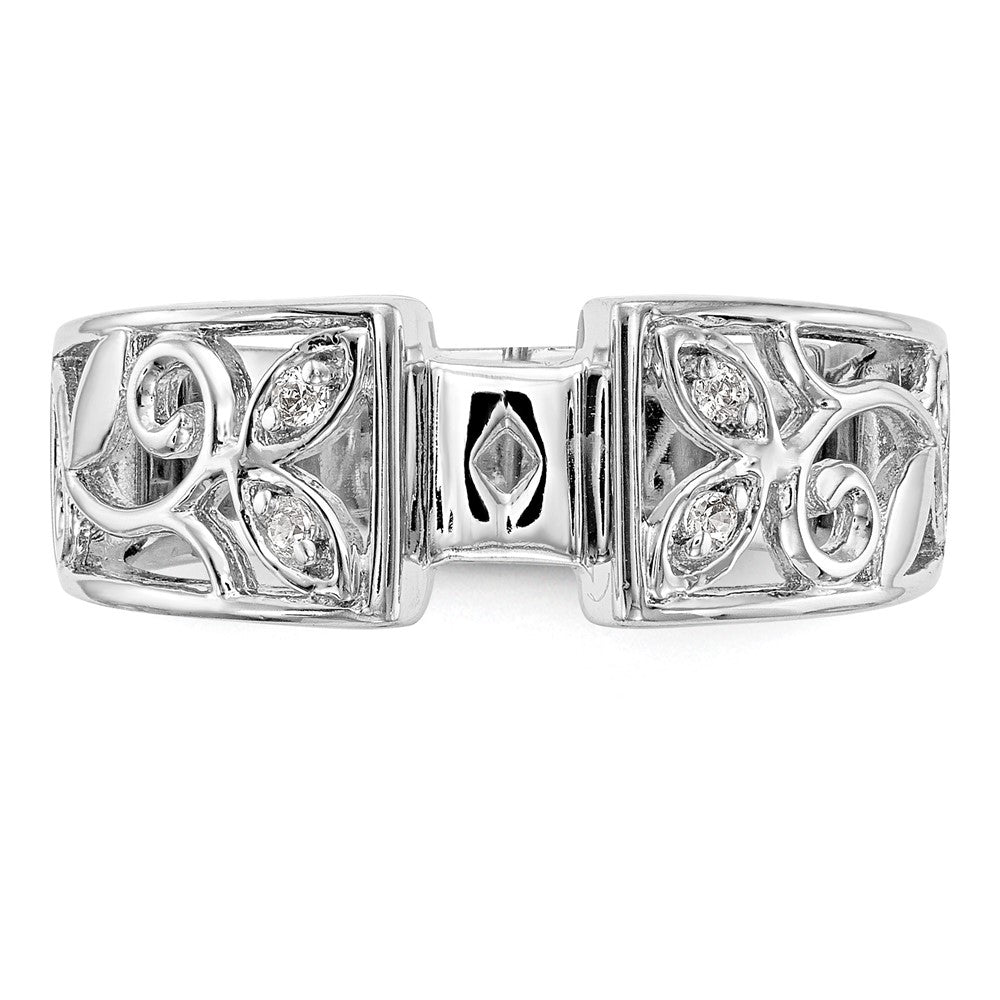 14K White Gold Leaf Design Peg Set 1/20 carat Diamond Semi-mount Engagement Ring