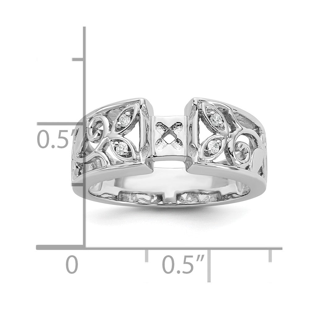14K White Gold Leaf Design Peg Set 1/20 carat Diamond Semi-mount Engagement Ring