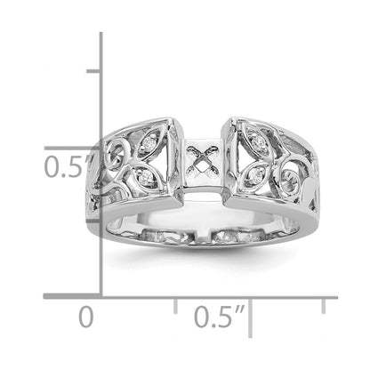 14K White Gold Leaf Design Peg Set 1/20 carat Diamond Semi-mount Engagement Ring