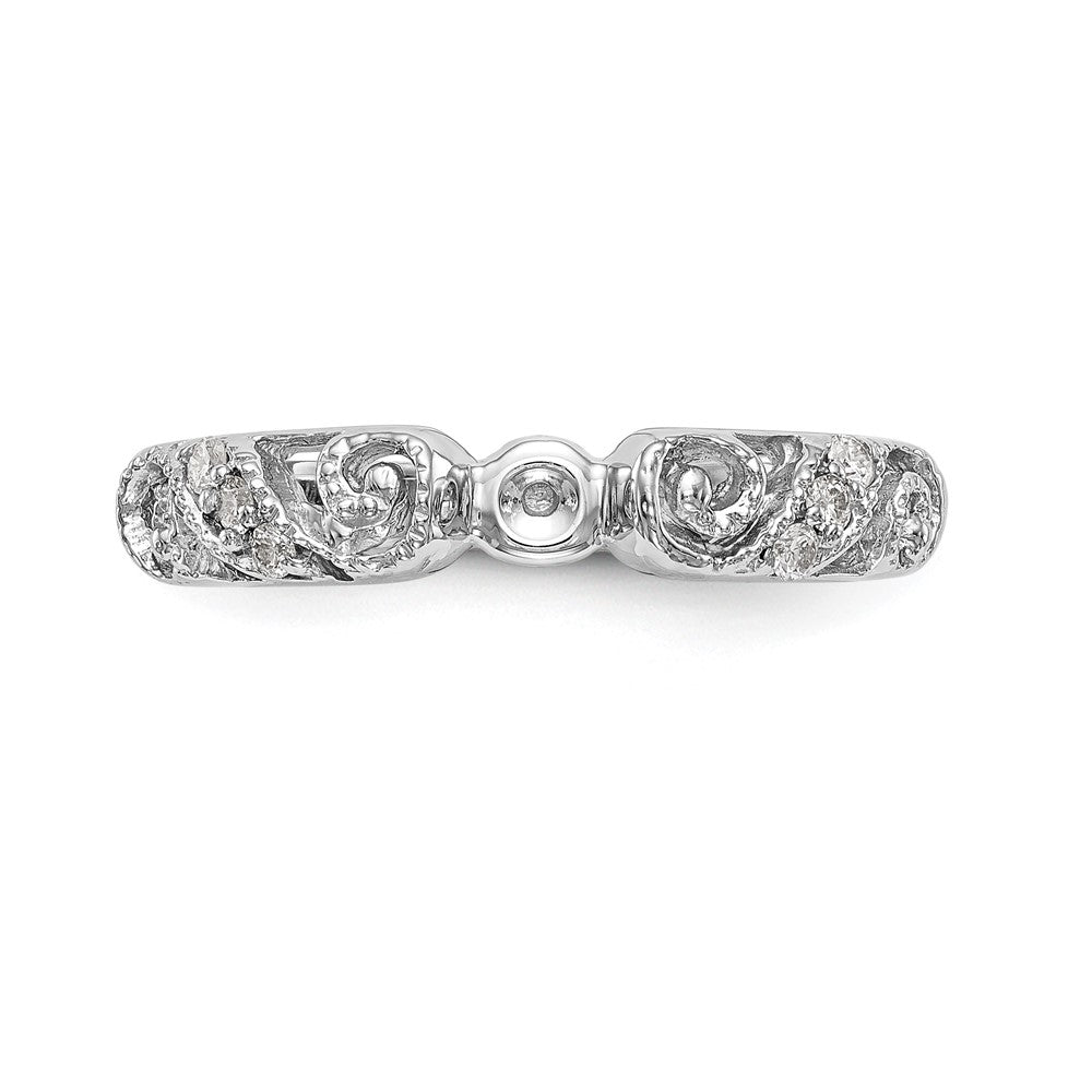 14K White Gold Peg Set 1/15 Carat Diamond Semi Mount Engagement Ring