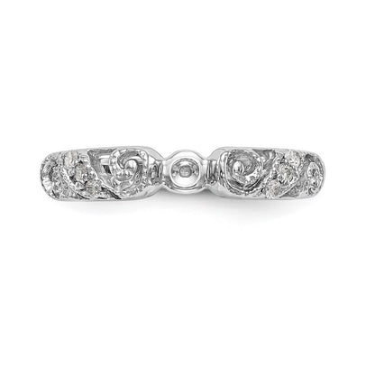 14K White Gold Peg Set 1/15 Carat Diamond Semi Mount Engagement Ring