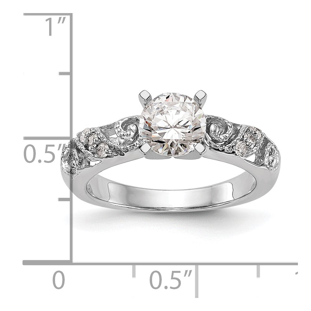 14K White Gold Peg Set 1/15 Carat Diamond Semi Mount Engagement Ring