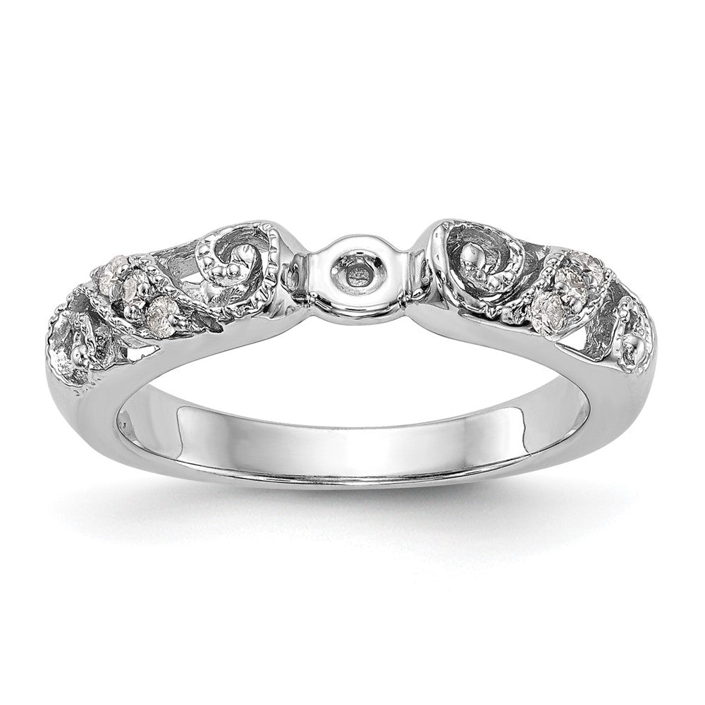 14K White Gold Peg Set 1/15 Carat Diamond Semi Mount Engagement Ring