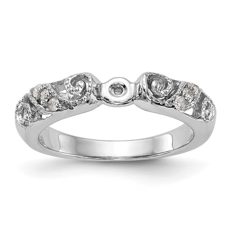 14K White Gold Peg Set 1/15 Carat Diamond Semi Mount Engagement Ring