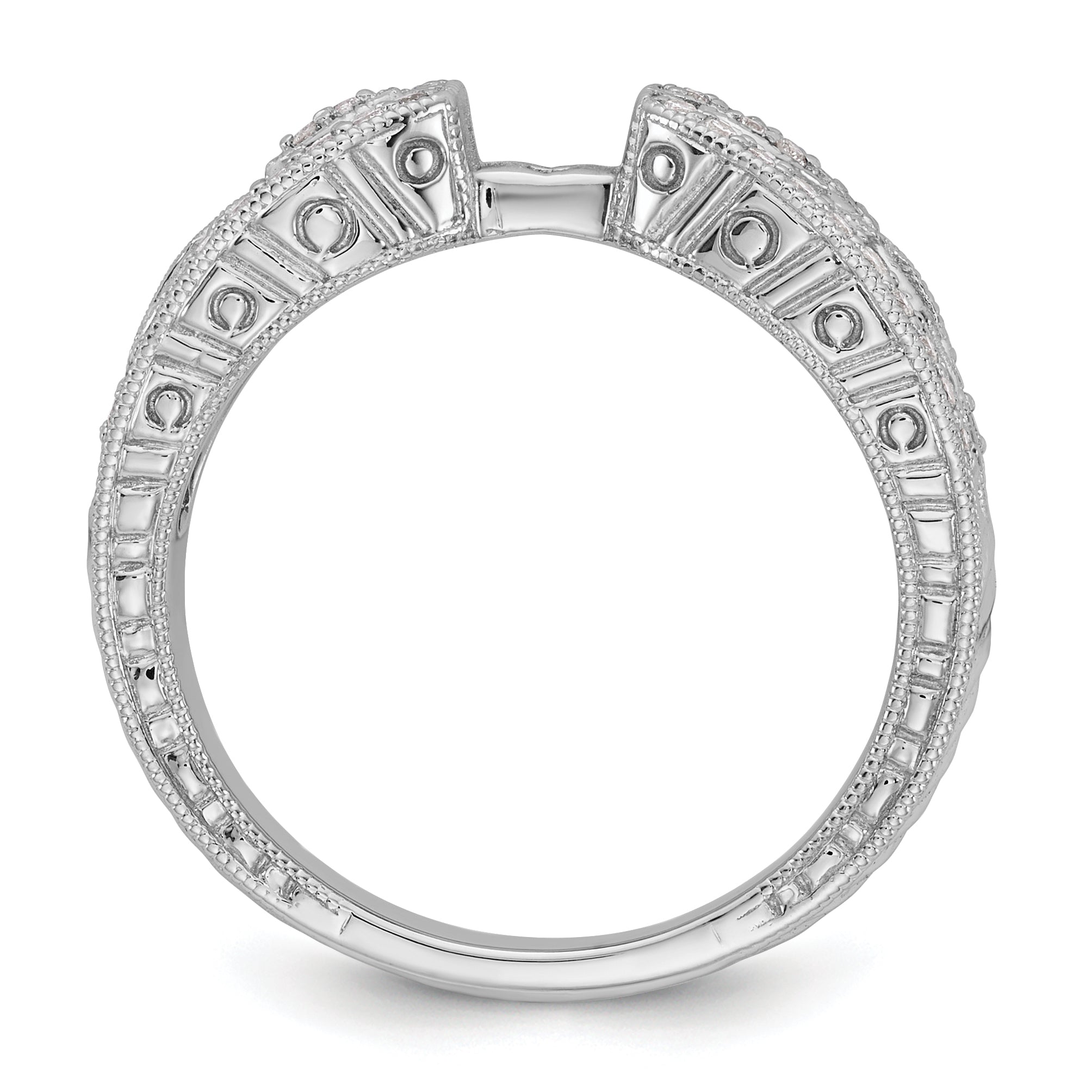 14K White Gold Vintage Peg Set 1/5 Carat Diamond Semi Mount Engagement Ring