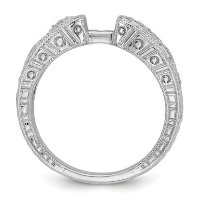 14K White Gold Vintage Peg Set 1/5 Carat Diamond Semi Mount Engagement Ring