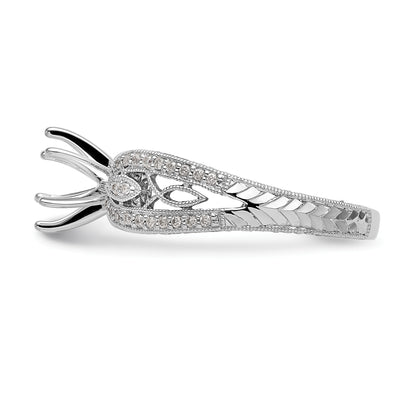 14K White Gold Vintage Peg Set 1/5 Carat Diamond Semi Mount Engagement Ring