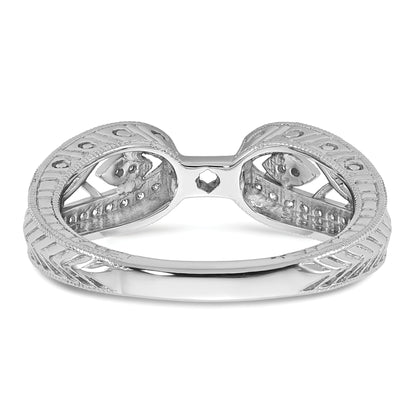 14K White Gold Vintage Peg Set 1/5 Carat Diamond Semi Mount Engagement Ring