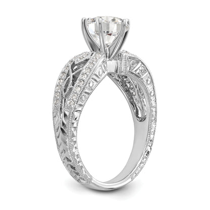 14K White Gold Vintage Peg Set 1/5 Carat Diamond Semi Mount Engagement Ring