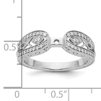 14K White Gold Vintage Peg Set 1/5 Carat Diamond Semi Mount Engagement Ring