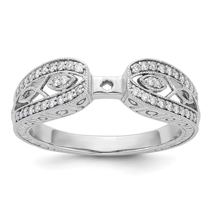 14K White Gold Vintage Peg Set 1/5 Carat Diamond Semi Mount Engagement Ring
