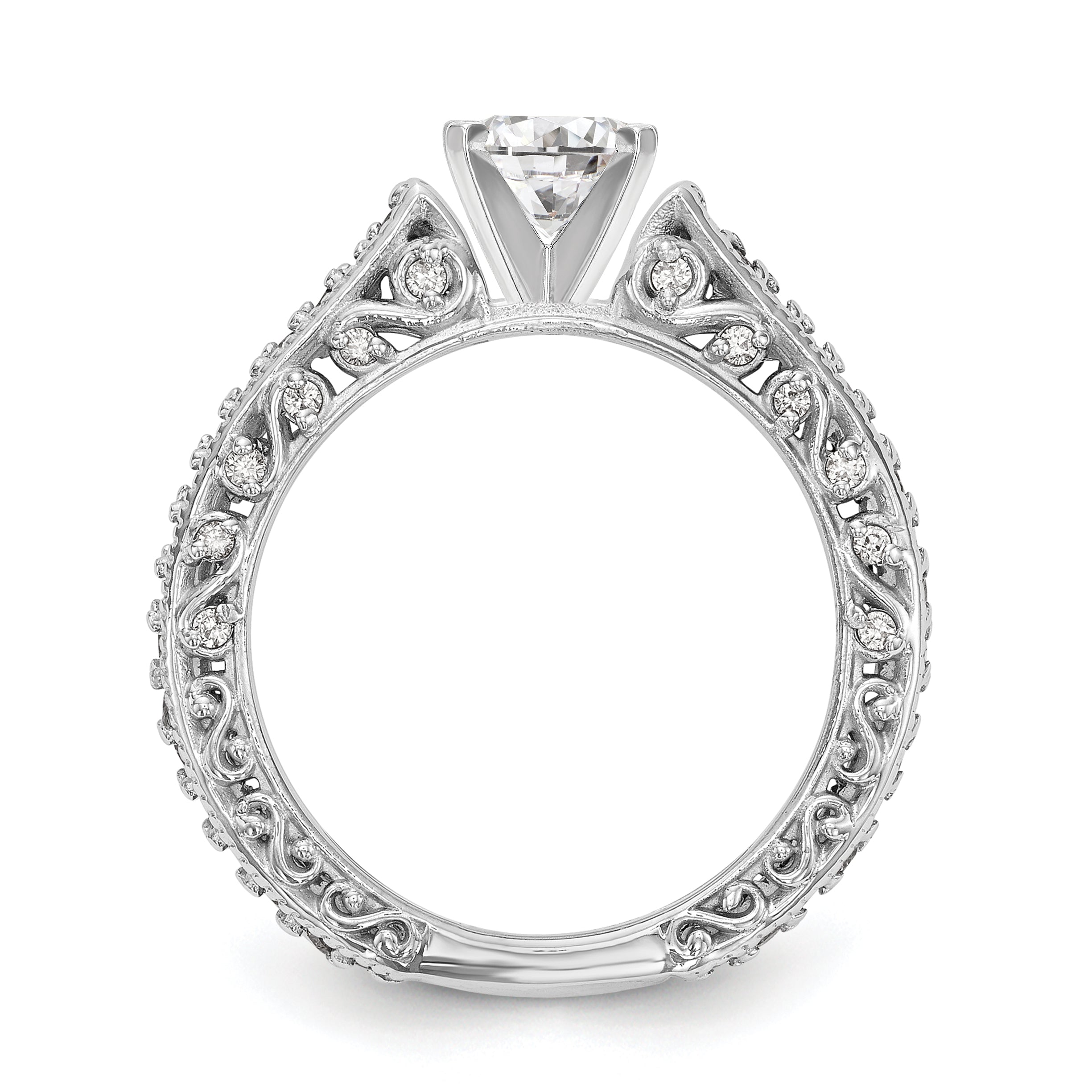 14K White Gold True Origin 1/2 Carat Lab Grown Diamond Vs/Si D E F Semi Mount Peg Set Ring