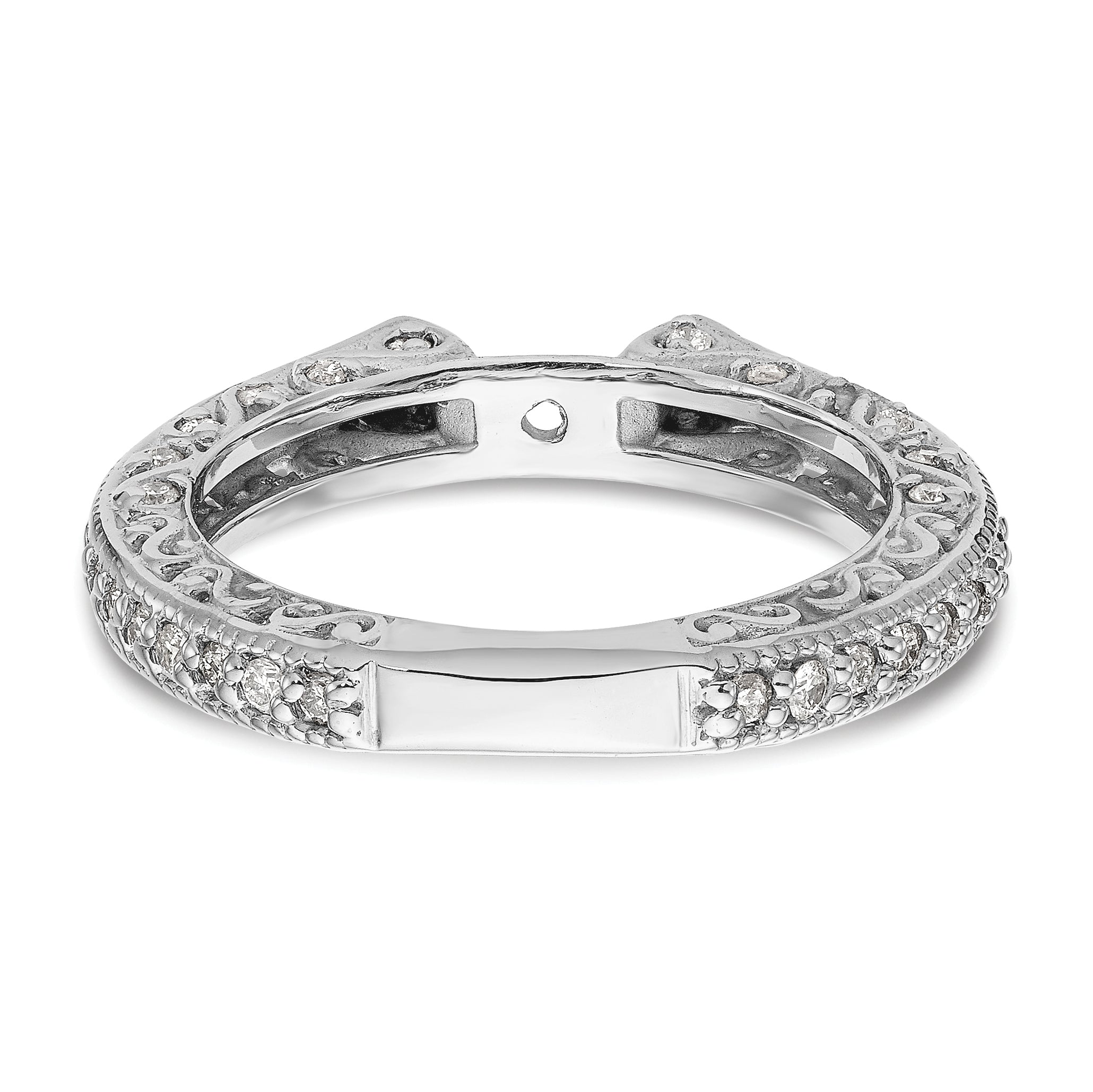 14K White Gold True Origin 1/2 Carat Lab Grown Diamond Vs/Si D E F Semi Mount Peg Set Ring