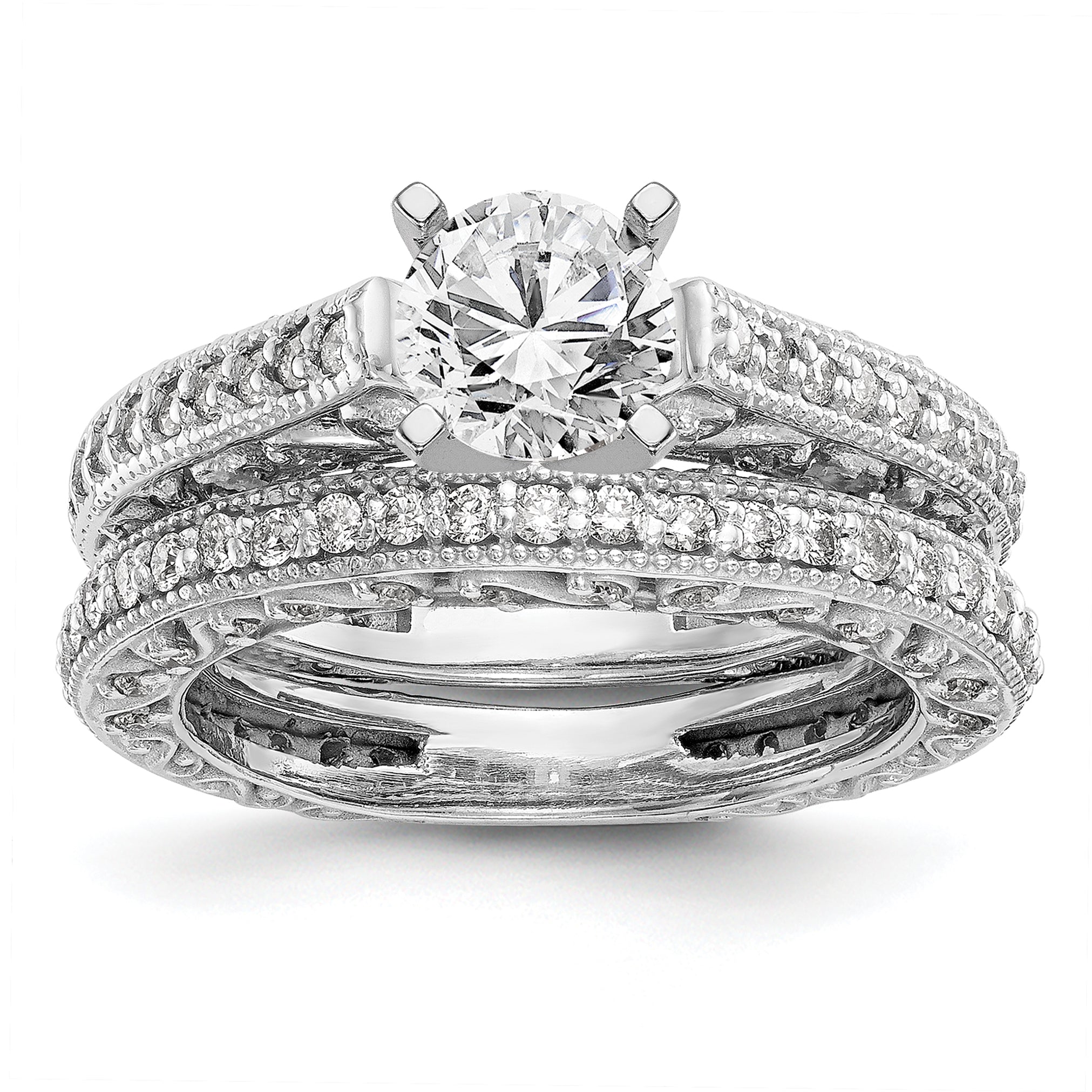 14K White Gold True Origin 1/2 Carat Lab Grown Diamond Vs/Si D E F Semi Mount Peg Set Ring