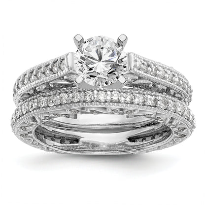14K White Gold True Origin 1/2 Carat Lab Grown Diamond Vs/Si D E F Semi Mount Peg Set Ring