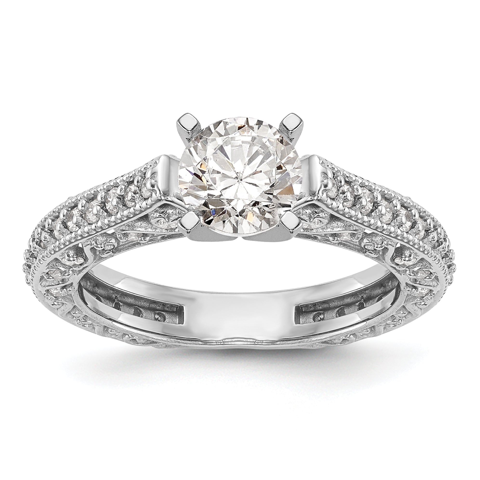 14K White Gold True Origin 1/2 Carat Lab Grown Diamond Vs/Si D E F Semi Mount Peg Set Ring