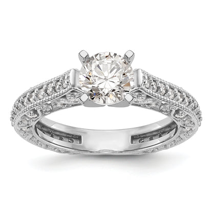 14K White Gold True Origin 1/2 Carat Lab Grown Diamond Vs/Si D E F Semi Mount Peg Set Ring