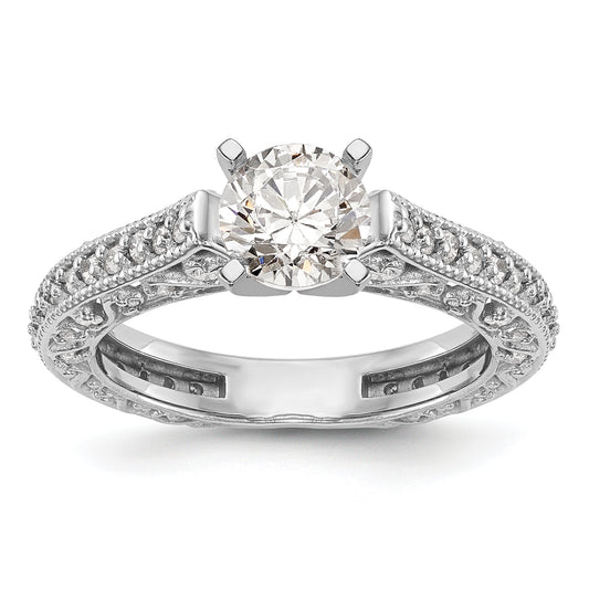 14K White Gold True Origin 1/2 Carat Lab Grown Diamond Vs/Si D E F Semi Mount Peg Set Ring