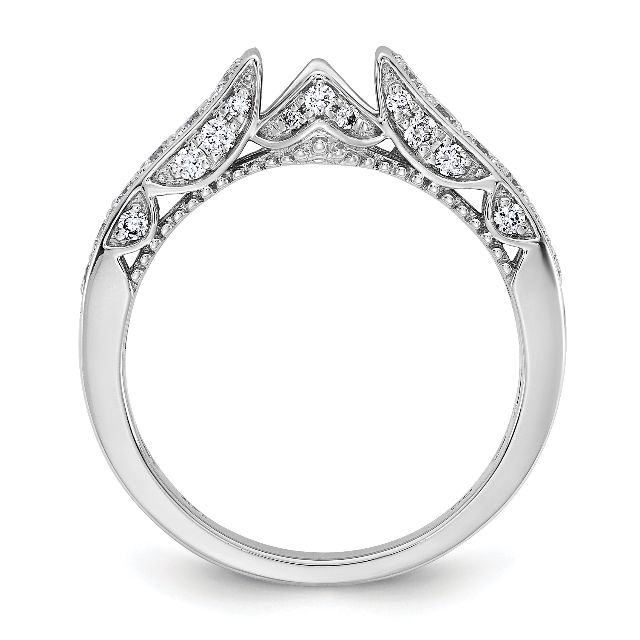14K White Gold Peg Set Simulated Diamond Engagement Ring