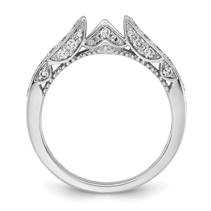 14K White Gold Peg Set Simulated Diamond Engagement Ring