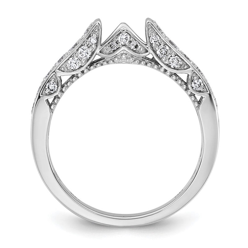 14K White Gold Peg Set Simulated Diamond Engagement Ring