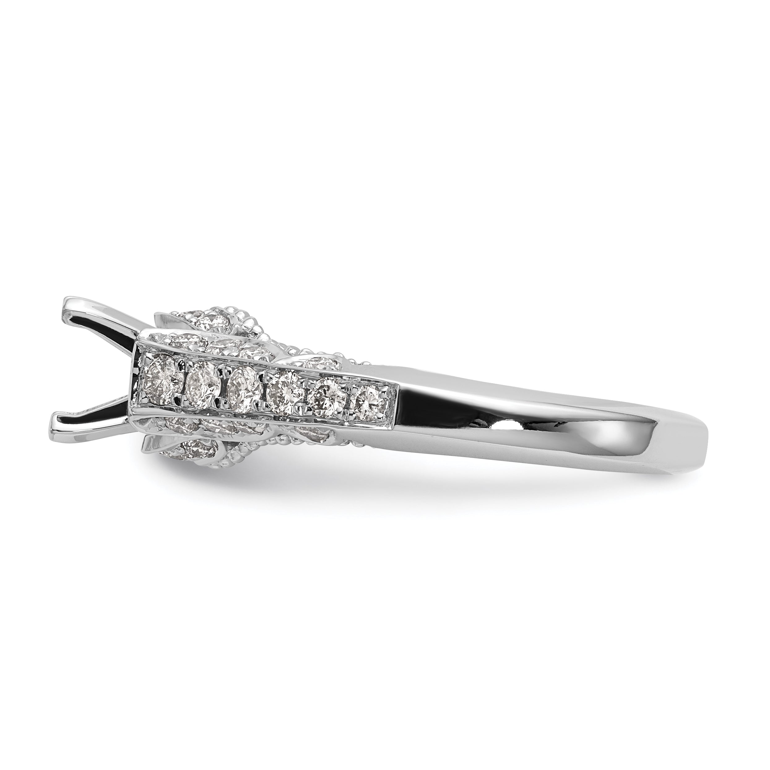 14K White Gold Peg Set Simulated Diamond Engagement Ring