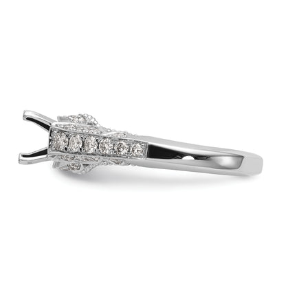 14K White Gold Peg Set Simulated Diamond Engagement Ring