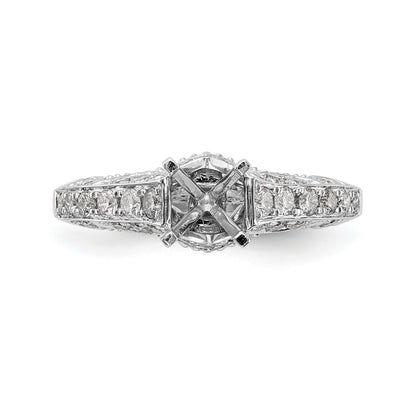 14K White Gold Peg Set Simulated Diamond Engagement Ring