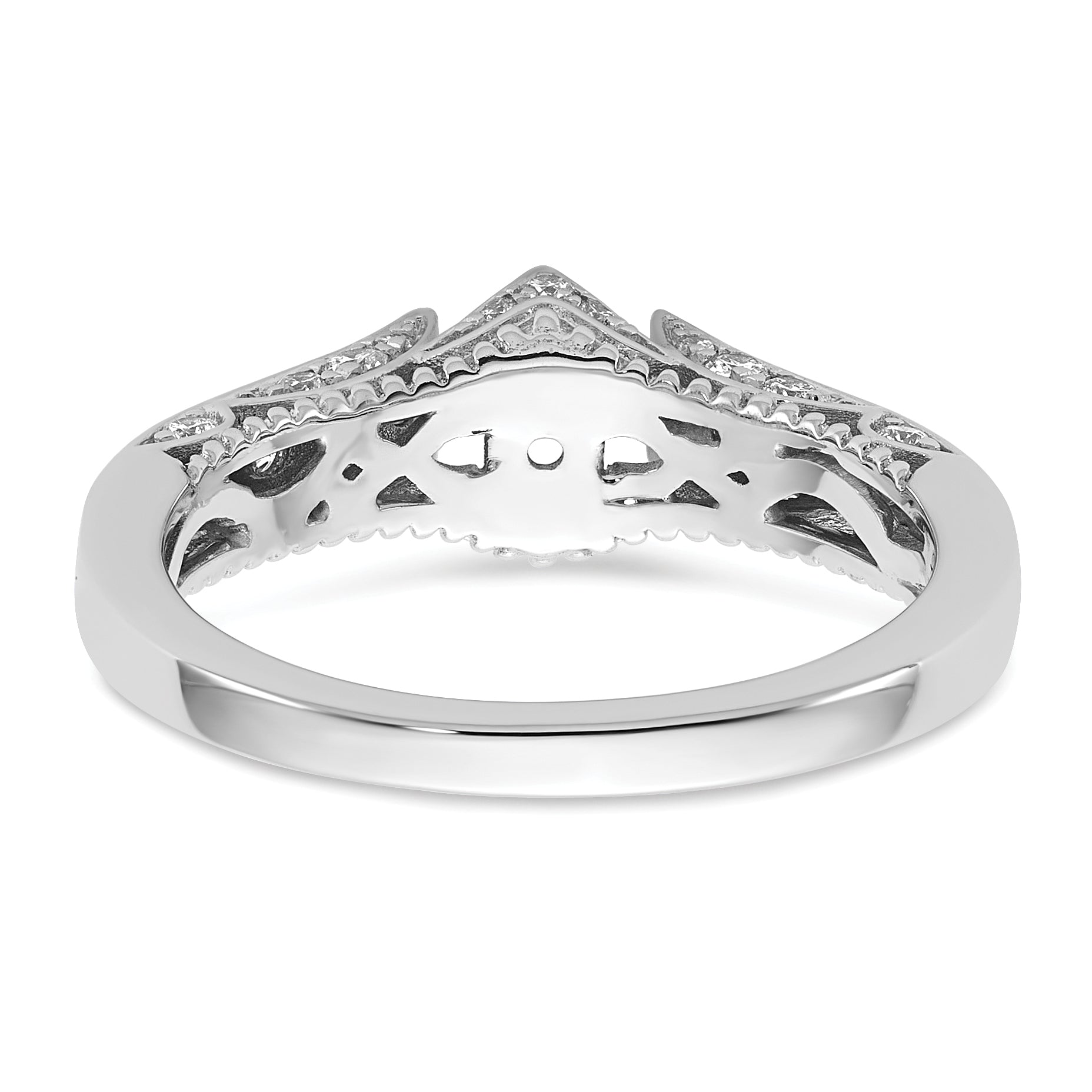 14K White Gold Peg Set Simulated Diamond Engagement Ring