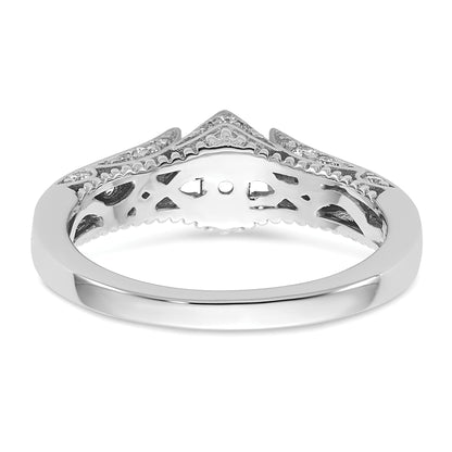 14K White Gold Peg Set Simulated Diamond Engagement Ring