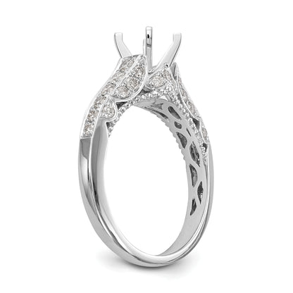 14K White Gold Peg Set Simulated Diamond Engagement Ring