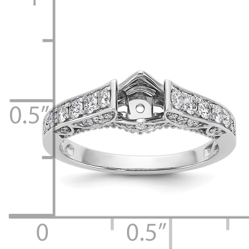 14K White Gold Peg Set Simulated Diamond Engagement Ring