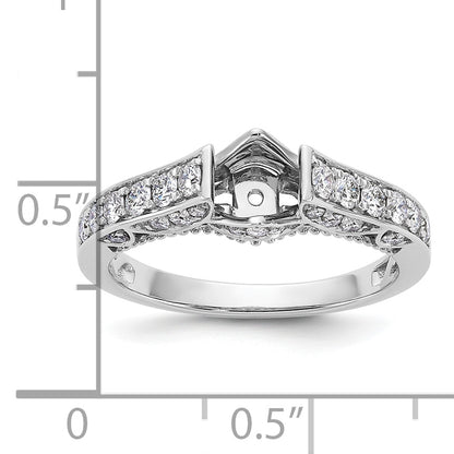 14K White Gold Peg Set Simulated Diamond Engagement Ring