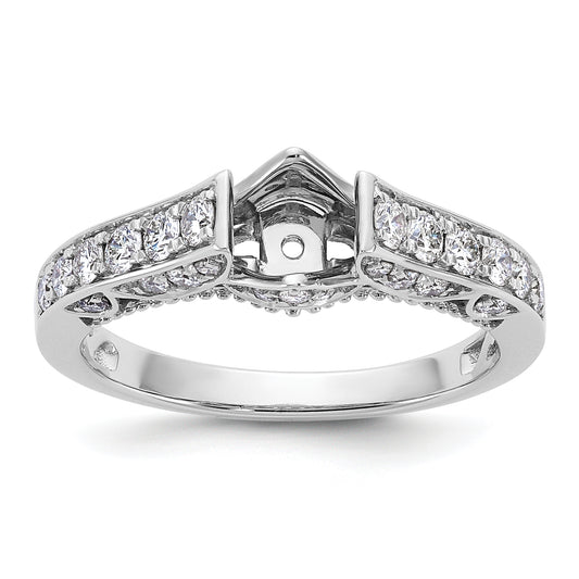 14K White Gold Peg Set Simulated Diamond Engagement Ring