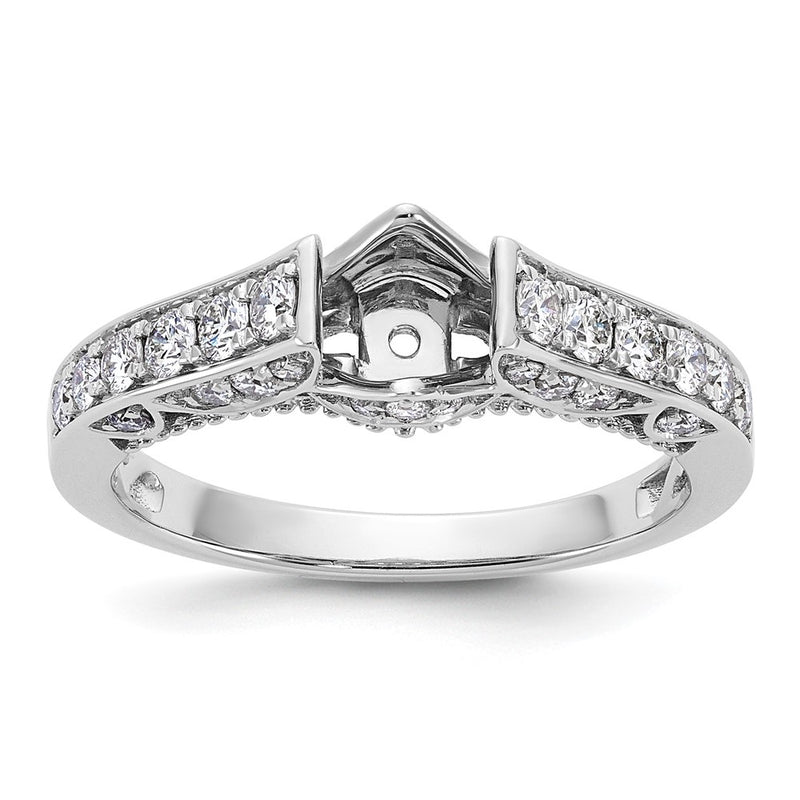 14K White Gold Peg Set Simulated Diamond Engagement Ring